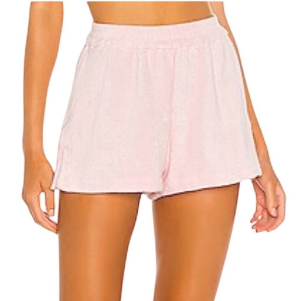Frankies Bikinis Pink Terry Cloth Lounge Shorts Size S Velour Pull On Y2K Beach